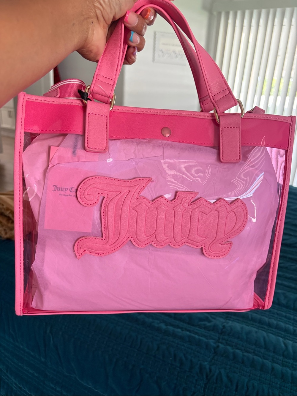 Juicy Couture Hot Pink Clear Logo Tote